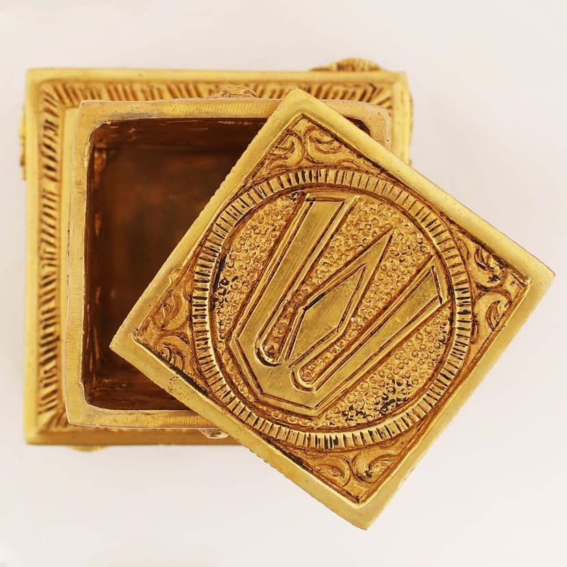 Brass Chowki for God Idol Statue - Traditional Handcrafted Base, Length : 4.7 Inch (BSMAS1636 C) view 3