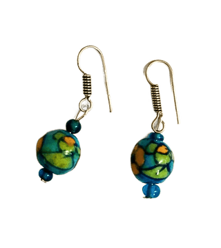 Blue Pottery Beads Earrings-(ER-06)
