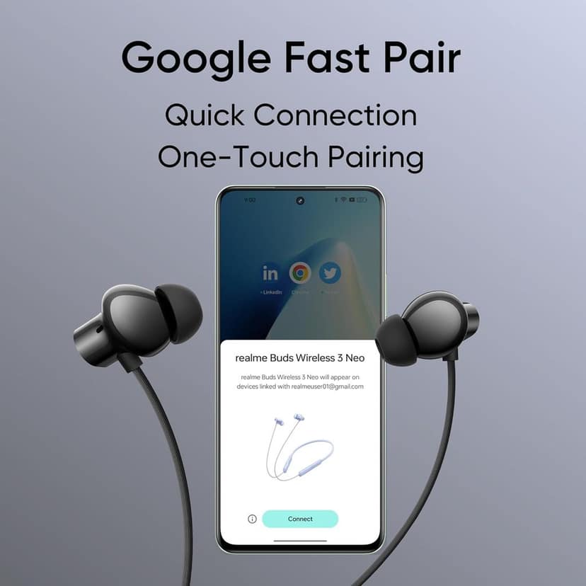 realme Buds Wireless 3 Neo in Ear Bluetooth Neckband with 13.4 Mm Dynamic Bass Boost Driver,Upto 32 Hours Playback,Fast Charge,Ai Enc,45Ms Low Latency,Ip55 Dust&Water Resistannt&Bluetooth V 5.4 Black view 5