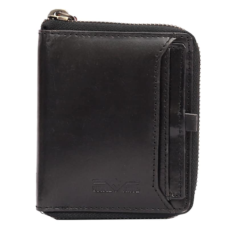 Vital King Men Travel Black Genuine Leather RFID Wallet (11 Card Slots)