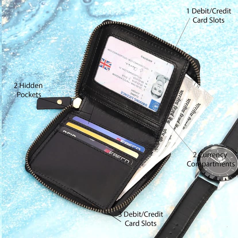Vital King Men Travel Black Genuine Leather RFID Wallet (11 Card Slots) view 6