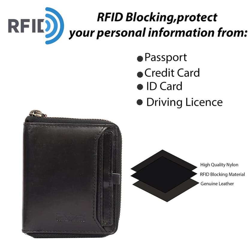 Vital King Men Travel Black Genuine Leather RFID Wallet (11 Card Slots) view 8