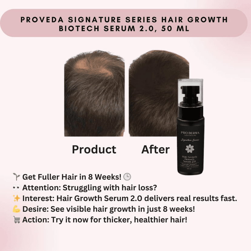 Pro Derma Hair Growth Serum Pack of 2 Advanced Hair Regrowth Formula for Fuller, Thicker, Healthier Hair and Hair Thinning Prevention view 2
