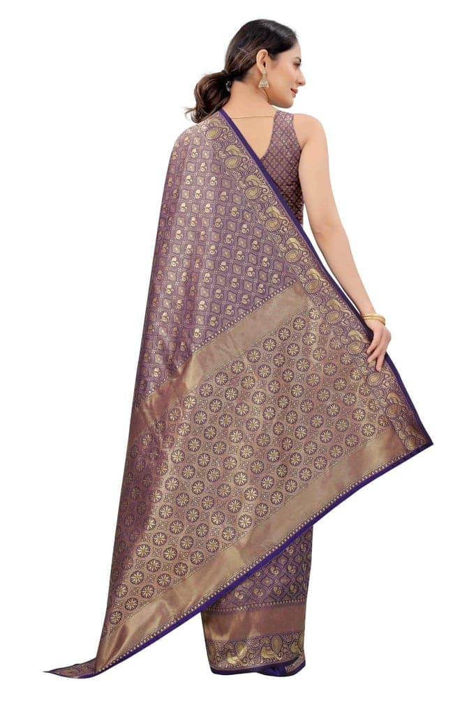 Women's Banarasi Zari Woven Design Saree With Unstiched Blouse Piece view 2