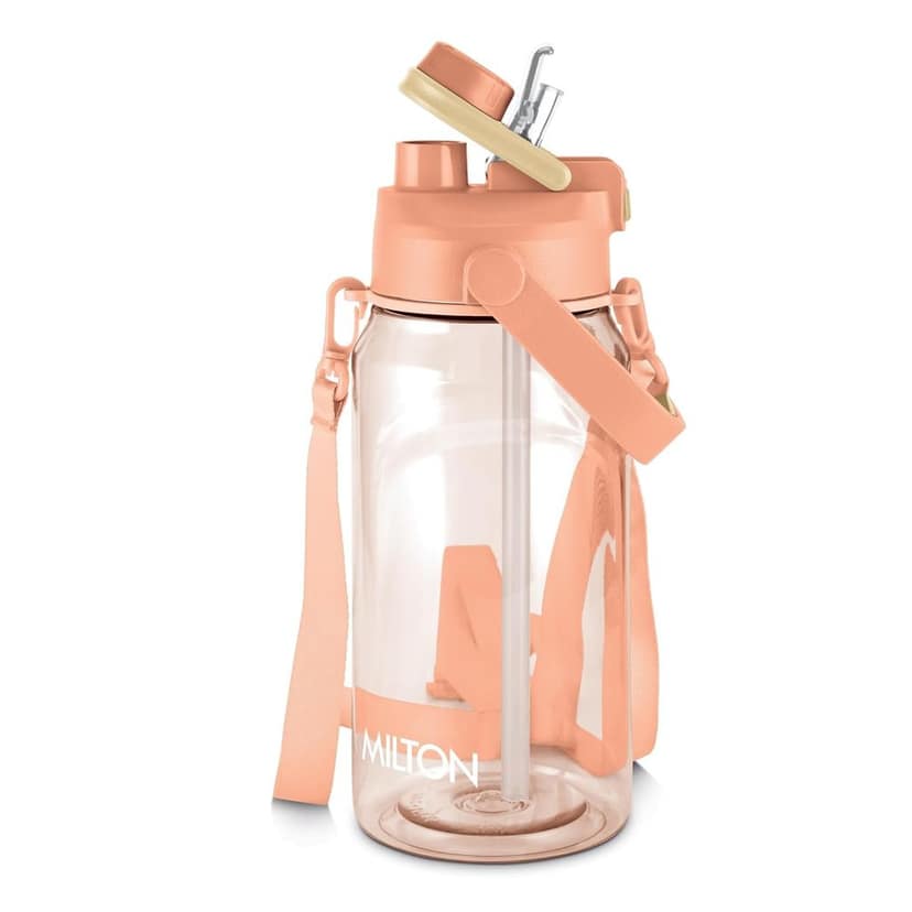 MILTON Eros 1500, 2-in-1 Sip or Gulp Lid Water Bottle 1.47L | Unbreakable Plastic - Crystal Clear Design | Leak-Proof & BPA-Free, One-Click Open | Ideal for Office, Gym & Travel Use