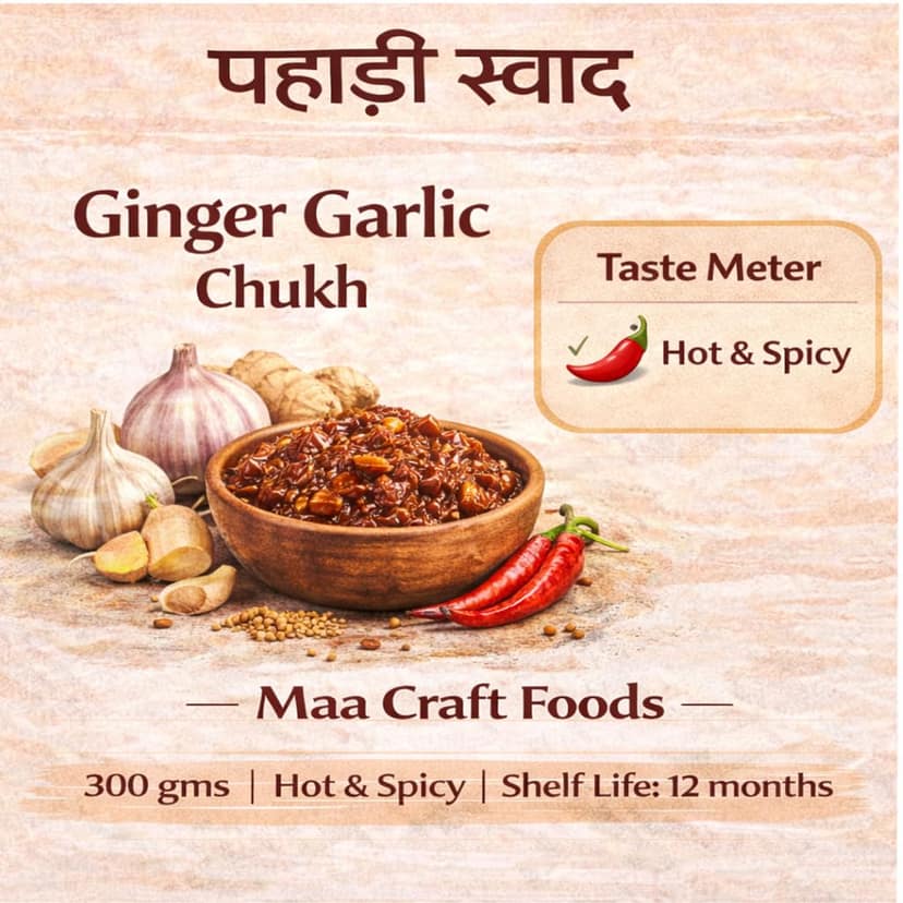 Maa Craft Ginger Garlic Chukh | Himachali Chukh Chutney | Spicy Ginger Garlic Sauce | Traditional Himalayan Chutney | No Preservatives | 300g view 5