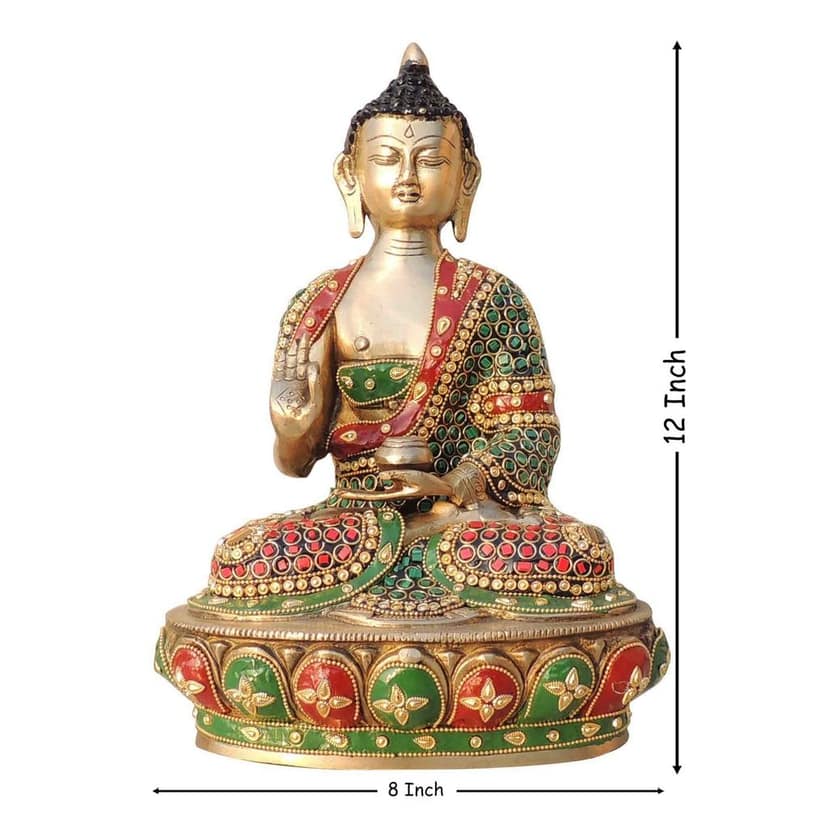 Brass Buddha Ji God Idol - Traditional Spiritual Statue, Height : 12 Inch (BSMAS1547 F) view 2