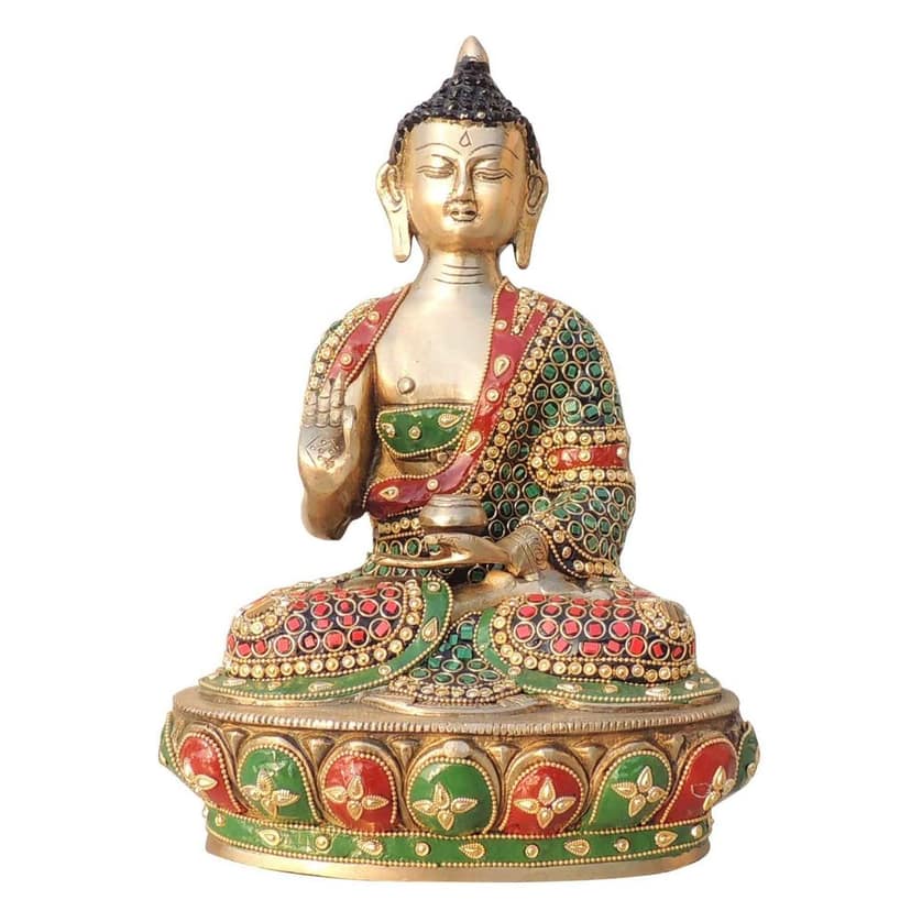 Brass Buddha Ji God Idol - Traditional Spiritual Statue, Height : 12 Inch (BSMAS1547 F) view 3