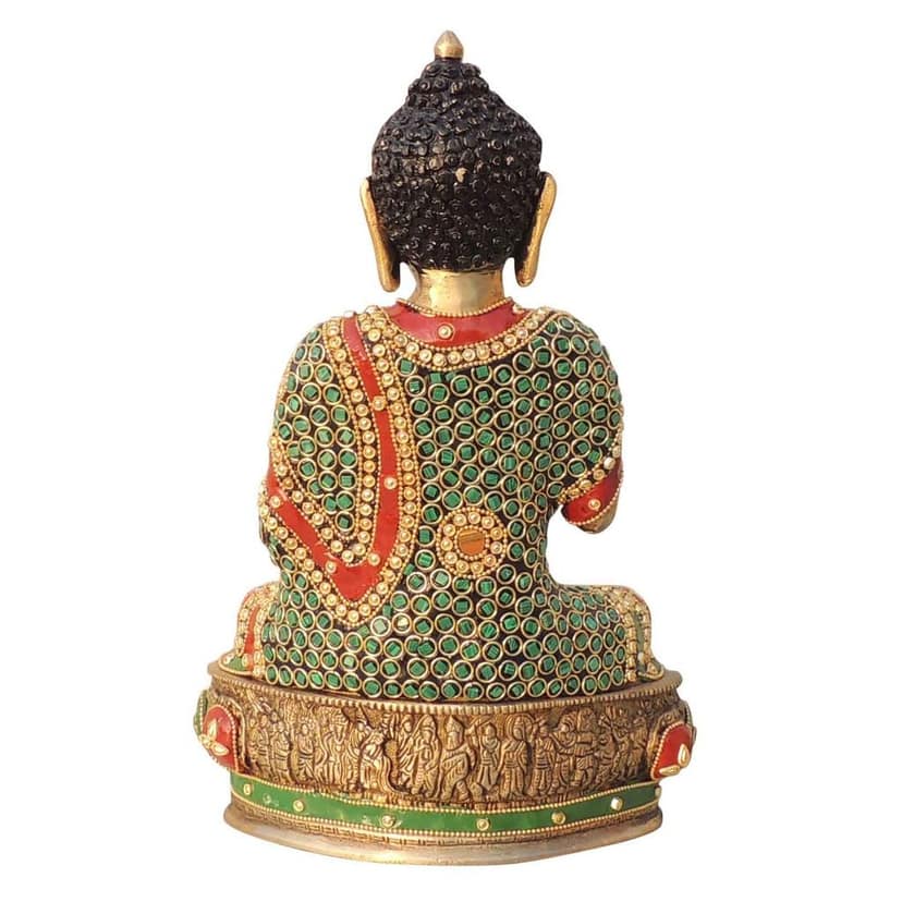 Brass Buddha Ji God Idol - Traditional Spiritual Statue, Height : 12 Inch (BSMAS1547 F) view 4