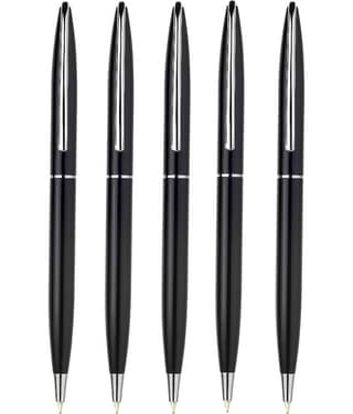 K K CROSI Sleek Design Pack of 5pcs Black Colour Metal Ball Pen (Pack of 5, Blue Ink)