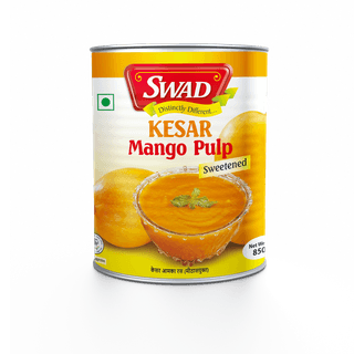 SWAD Kesar Pure Mango Pulp/Aamras Tin with No Added Preservative Sweetened - 850 Grams Pack of 2