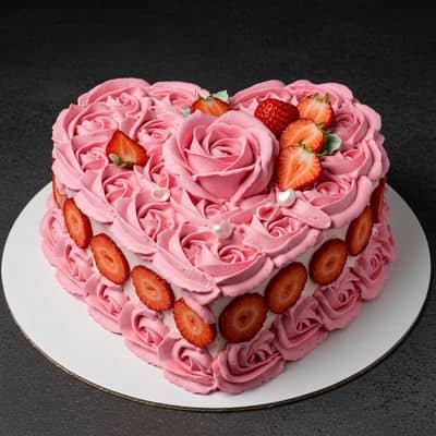 Pink Rose Heart Strawberry