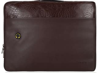 SOOPII Smart Laptop Bag with Charging & Headphone Port, Premium PU Leather Laptop Sleeve with Handle, Water-Resistant & Slim Business Case(13/14/15.6 - Brown