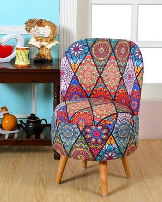 ShadowKart Ottoman Pouffes Sitting Mudda Puffy Stool for Living Room Dressing Table Pouf Round Footstool for Home Decor, Printed,18x18x32 Inch