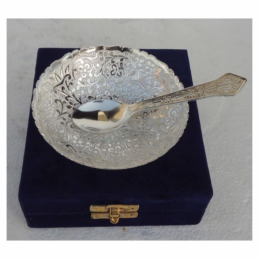Brass Decorative Silver Bowl 4 Inch (BMAS289 S) view 2
