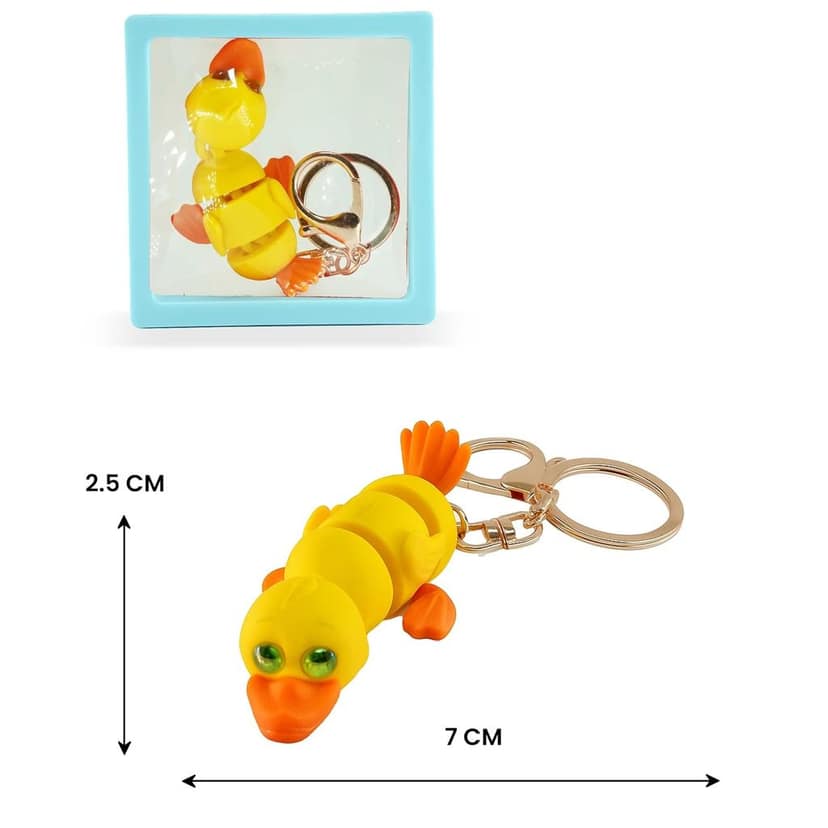 Vinglits Farm Buddies 3D Printed Keychains – Articulated Animal Toy, Pocket-Friendly Keyrings, Stress Relief Desk Toys for Kids & Adults (Charlie – The Duck, Medium) view 2