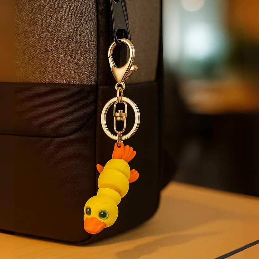 Vinglits Farm Buddies 3D Printed Keychains – Articulated Animal Toy, Pocket-Friendly Keyrings, Stress Relief Desk Toys for Kids & Adults (Charlie – The Duck, Medium) view 4