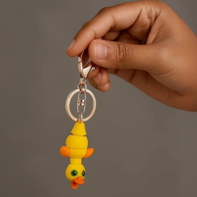 Vinglits Farm Buddies 3D Printed Keychains – Articulated Animal Toy, Pocket-Friendly Keyrings, Stress Relief Desk Toys for Kids & Adults (Charlie – The Duck, Medium) view 5