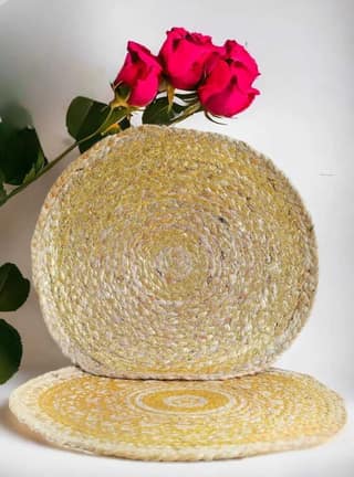 Golden Harmony Circular Table Mats - Set Of 2