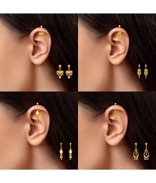 Drashti Collection Golden EarCuff Earrings ( Pack of 4 )