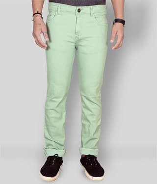 JB JUST BLACK - Light Green Cotton Blend Regular Fit Men's Jeans ( Pack of 1 )