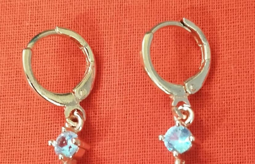 Gold Plated Flower Drop Earrings with Cubic Zirconia view 3