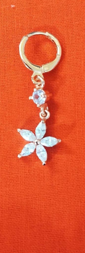 Gold Plated Flower Drop Earrings with Cubic Zirconia view 4