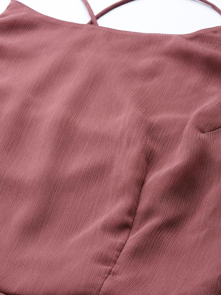 Dusty Pink Halter Neck Semi Sheer Maxi Dress view 2