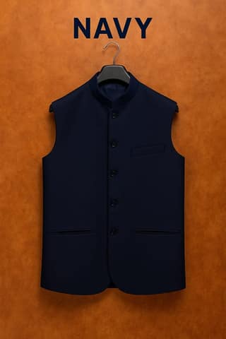 Classic Navy Blue Nehru Jacket for Men