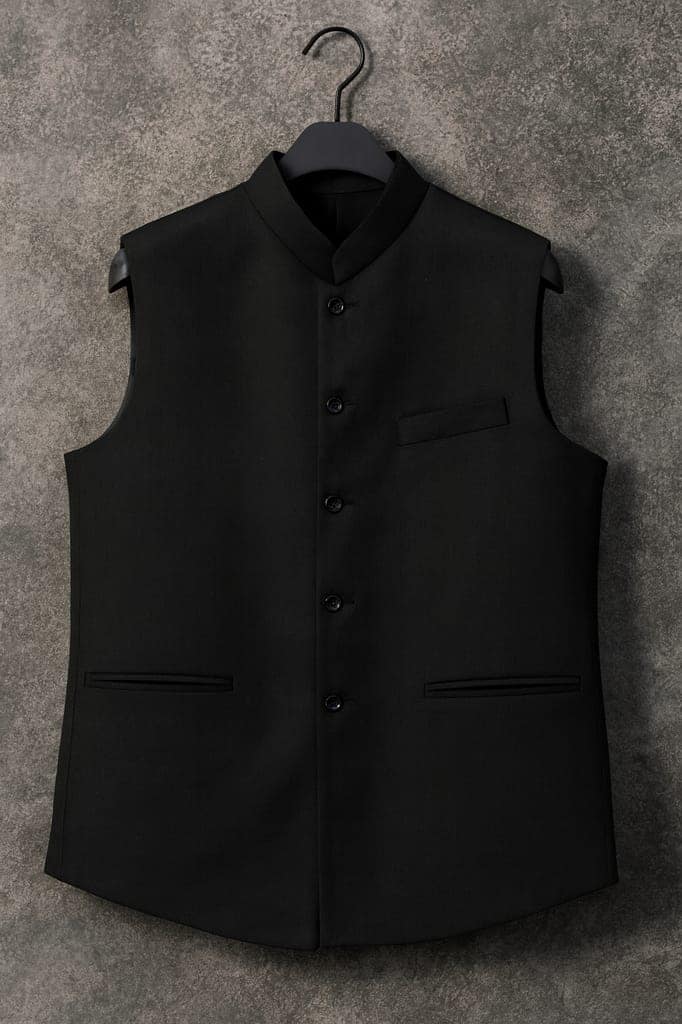 Classic Navy Blue Nehru Jacket for Men view 4