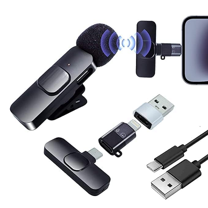 K8 Wireless Lavalier Microphone for Mobile Phone, Clip-On Mini Microphone with Receiver view 2