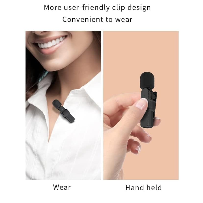 K8 Wireless Lavalier Microphone for Mobile Phone, Clip-On Mini Microphone with Receiver view 3