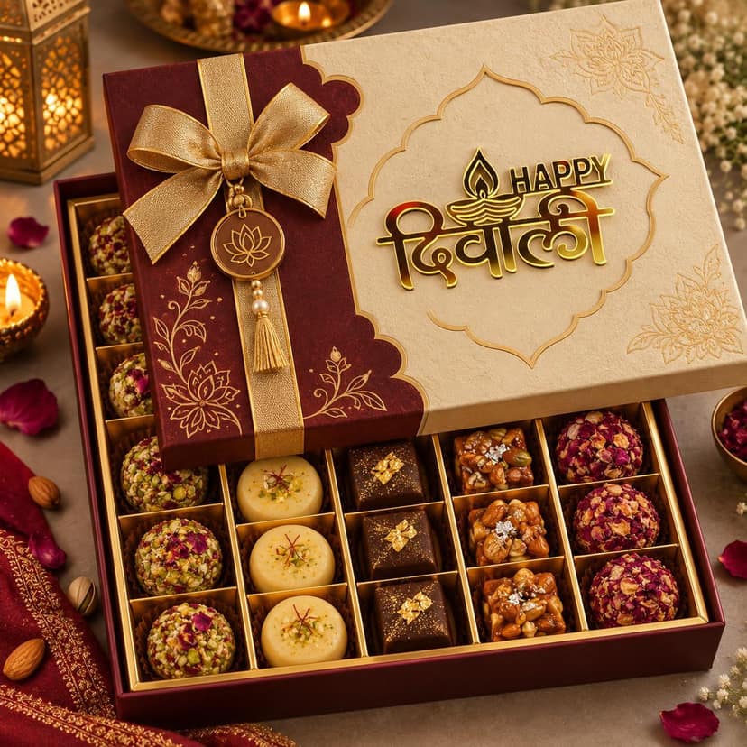 Happy Diwali Golden Acrylic Cutout Tags for Gift hampers, Gift Boxes, Pooja Decor | 10 pc in a Pack | Size - 3.5 by 2.0 inch view 2