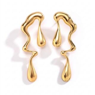 Minimalist Liquid Drop Stud Earrings for Women Irregular Water-Inspired Geometric Design Trendy Fluid Style Statemen