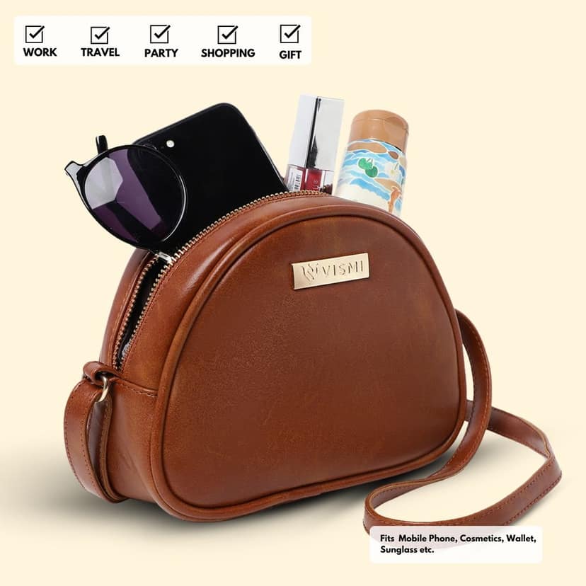 VISMIINTREND Stylish Crossbody Sling Bag with Adjustable Strap | Pu Leather Travel Bag | for Women, Girls | Birthday | Anniversary | Diwali Gift view 6