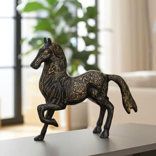 Running Brass Horse Statue ? Vastu Lucky Horse Showpiece For Prosperity, Height : 8.5 Inch (ANMAS063 A)