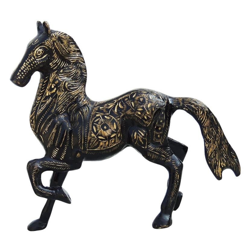 Running Brass Horse Statue ? Vastu Lucky Horse Showpiece For Prosperity, Height : 8.5 Inch (ANMAS063 A) view 2