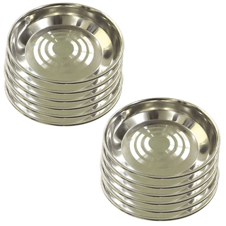 Stainless Steel Laser Design Halwa Plate/Dessert Plate for Snacks/Dry Fruits/ Sweet/Halwa - Set of 12 - Dia-11cm