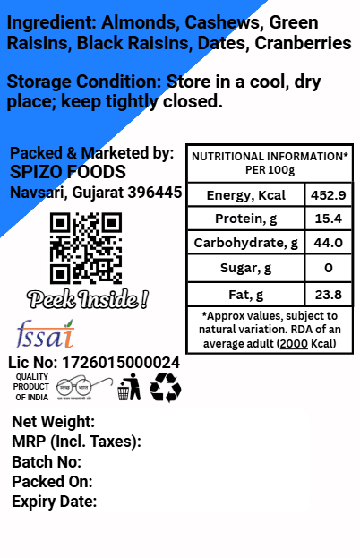 Spizo Panchmeva Dry Fruits Mix, 110g view 8