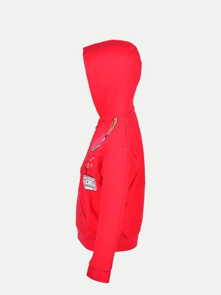 Girls Pink Printed Hooded Sweatshirt view 3