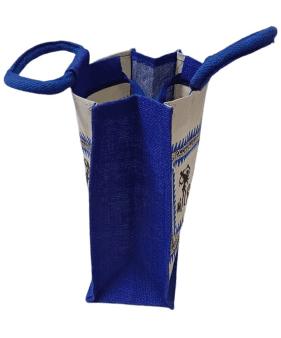 Print Jute Bag (Blue) view 4