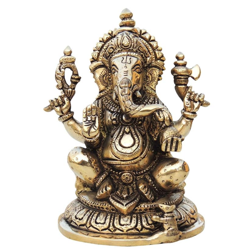 Brass Showpiece Ganesh Ji Statue (BSMAS1337 G) view 2