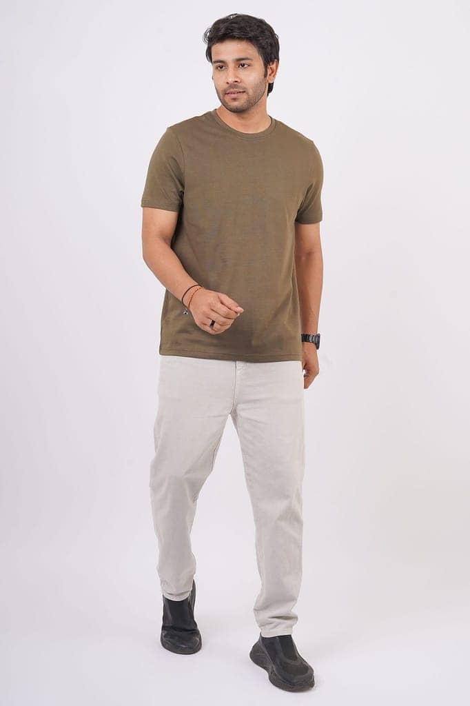 Men's Bottle Green S/J Crew Neck view 3