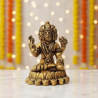 Brass Brahma Ji Statue � Handmade Hindu God Decorative Idol, Height : 3 Inch (BSMAS1397 C)
