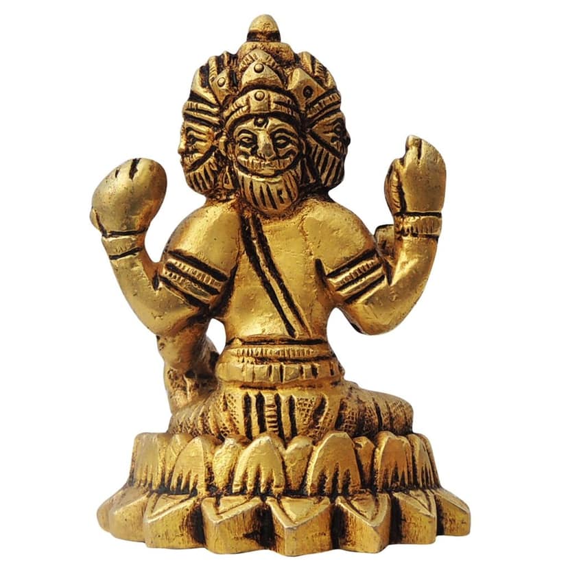 Brass Brahma Ji Statue � Handmade Hindu God Decorative Idol, Height : 3 Inch (BSMAS1397 C) view 3