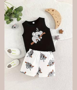 CUTEVIBE Pack of 1 Boys Cotton Blend T-Shirt & Shorts Set ( Black )