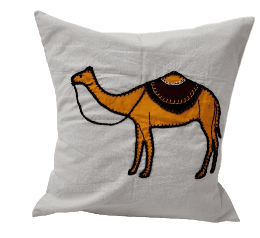 Nirjhari Crafts Hand Emroidered 100% Cotton Camel Cushion Cover Set (Pack of 4) view 3