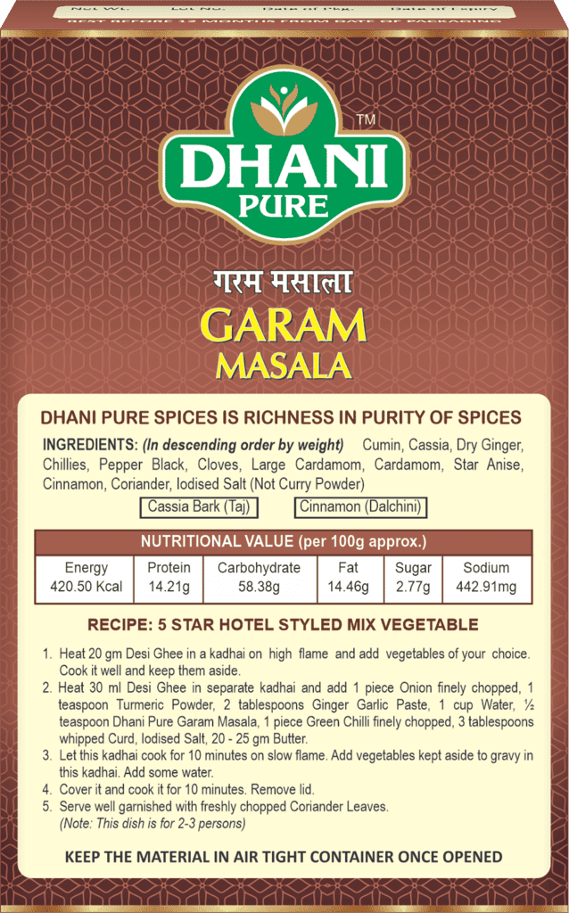 Dhani Pure Garam Masala Box, 100g view 2
