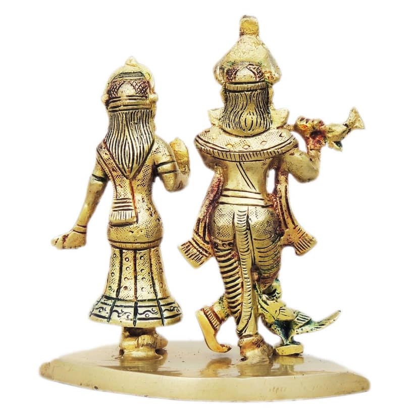 Brass Radha Krishna Statue - Handcrafted Religious Idol, Height : 5.3 Inch (BSMAS1248 C) view 3
