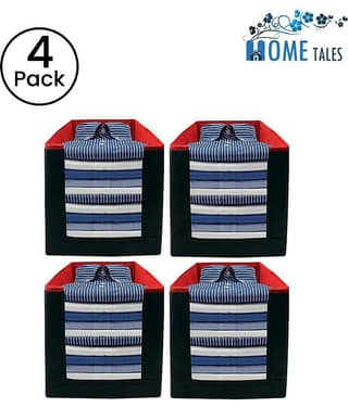 Non-Woven Shirt Stacker & Cloth Organizer,Black & Red (4U)
